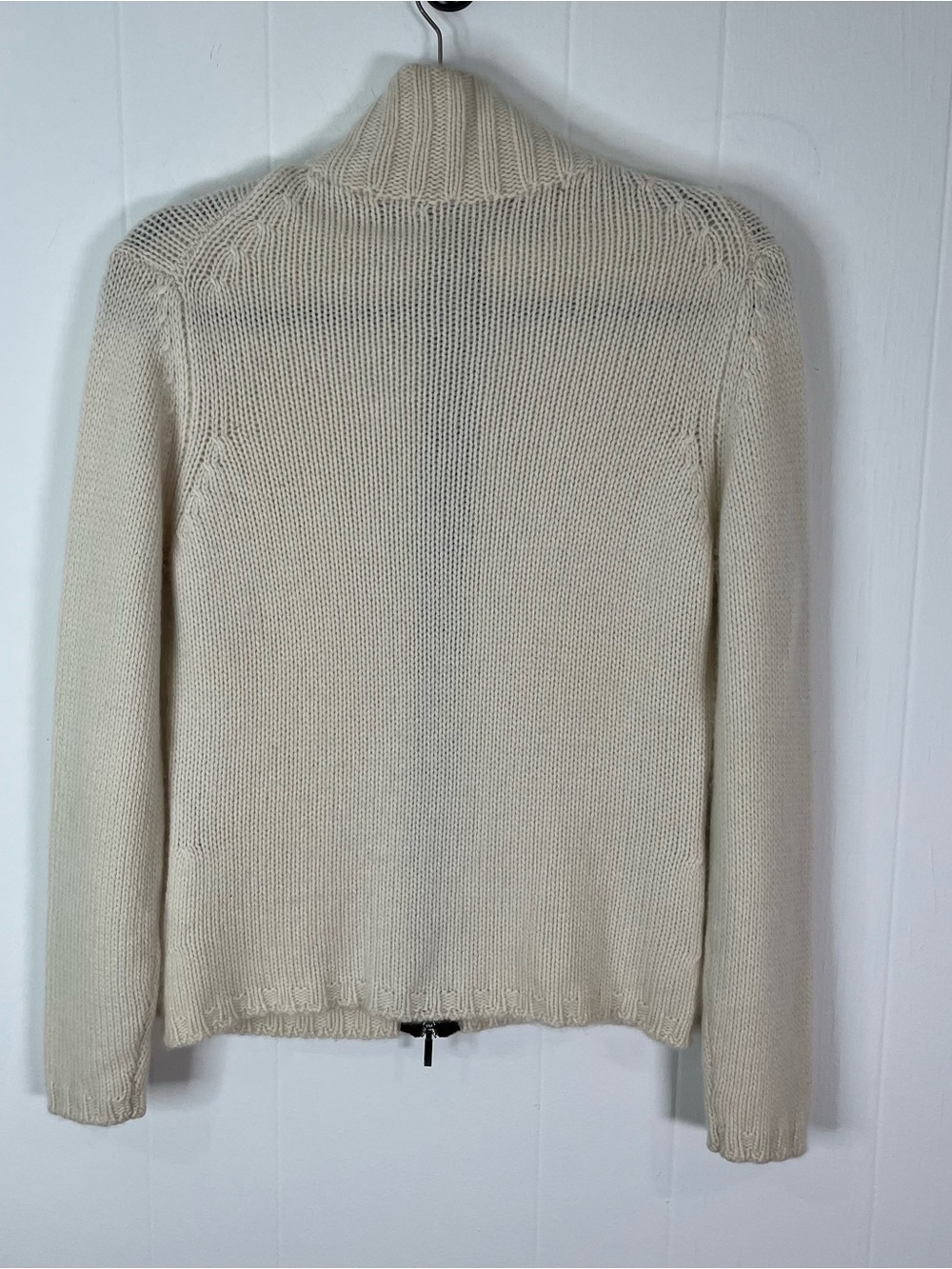 Effetto.F 100% Cashmere Cream Brown Full Zip Sweater Women’s M 8 - Picture 2 of 9